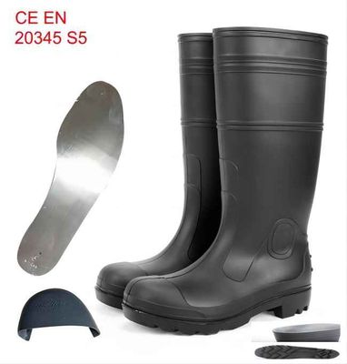 شراء المطاط S5 السلامة الصناعية Gumboots بولي كلوريد الفينيل اللثة التمهيد مكافحة سحق التصنيع عبر الإنترنت