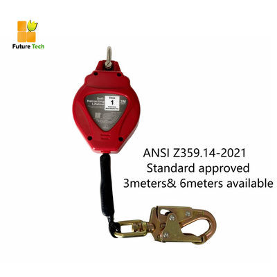 سعر جيد مانع السقوط القابل للسحب والمعتمد من ANSI Z359.14-2021 بقوة ثابتة 16 كيلو نيوتن وطول 3-6 أمتار لنظام منع السقوط الانترنت